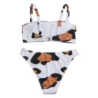 SHEIN^_^ Women Fashion Split Swimsuit Cow Print Beach Bikini Suit Swimsuit Beachwear (2)