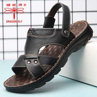Sandalias de cuero puro de los hombres de verano nuevo cuero zapatos de playa de los hombres de suela gruesa antideslizante sandalias y zapatillas para los hombres (4)