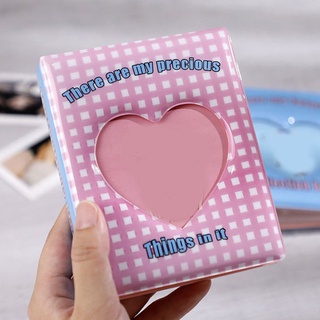 EDERES Kawaii Photo Album Mini Album Collect Book Kpop Card Holder Love Heart Hollow Card Stock Kpop Card Binder 3inch Business Card Photocard Holder (7)