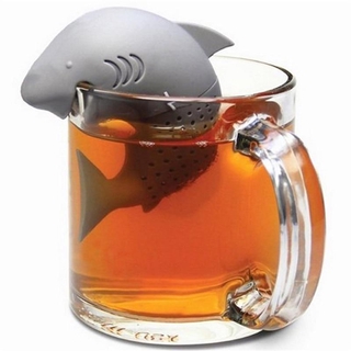 lindo silicona tiburón infusor suelto hoja de té colador de hierbas especias filt