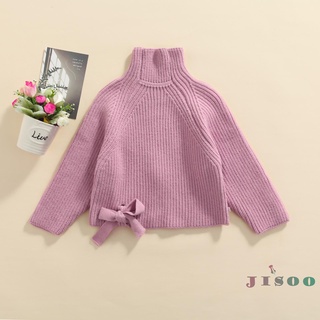 Soo-Niño niñas Mock cuello suéteres, lindo manga larga Color sólido Cable de punto Pullovers (5)