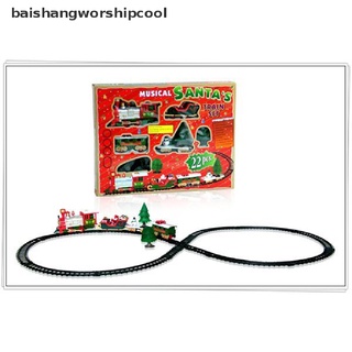 bswc árbol de navidad tren conjunto polar juguete niño silbato eléctrico tren pistas pueblo nuevo