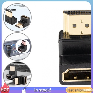 Pp fino fabricación conector de vídeo compatible HDMI macho a hembra ángulo recto adaptador de vídeo salida estable para Monitor