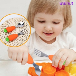 walnut 3pcs Silicone Baby Cartoon Tableware Set Children Dishes Kids Baby Feeding Plate Training Bowl Spoon Fork