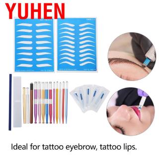 yuhen 13 tipos microblading ceja labio tatuaje kit práctica piel aguja pigmento anillo taza permanente cuerpo maquillaje se
