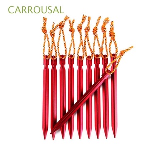 CARROUSAL 18cm Tent Pegs Professional Ground Nail Tent Stakes Outdoor Aluminum Alloy Tri Camping With Rope Hiking Tent Accessories/Multicolor