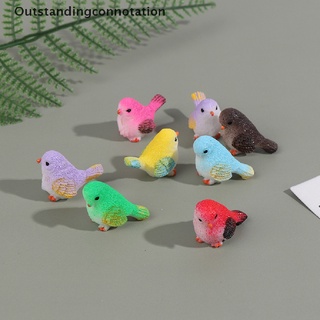[Outstandingconnotation] 8pcs/set Cute Cartoon Colorful Fly Bird Sparrow Small Statue Figurine Ornament Hot