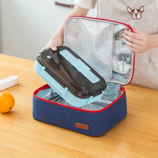One aislado caja de almuerzo bolsa con asa doble cremallera portátil Mini enfriador cuadrado estilo plano térmico comida portador (9)