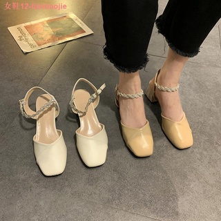 Sandalias de las mujeres 2021 verano nuevo estilo de moda salvaje ins hebilla de tacón medio con tacón grueso romano zapatos de las mujeres