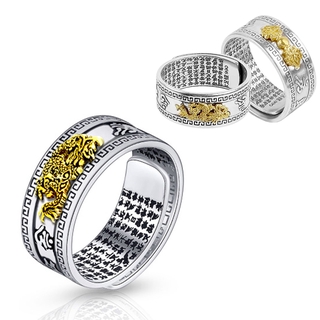 Feng Shui Pixiu anillo ajustable Mani Mantra protección anillo riqueza suerte para mujeres hombres
