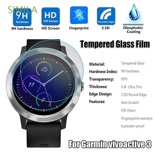 SIMILA 3pcs Premium for Garmin Vivoactive 3 HD Tempered Glass Screen Protectors Smart Watch 2.5D Clear 9H Protective Films
