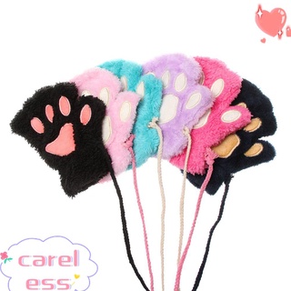 CARELESS Girl Children Gloves Lovely Cat Paw Mittens Fluffy Winter Warm Plush Fashion Warm Fingerless/Multicolor