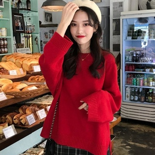 Suéter suelto para mujer ropa exterior otoño e invierno nuevo estilo coreano cuello redondo Simple tejido versátil estudiante Jersey capa superior hETI