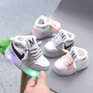Zapatos de bebé de luz brillante zapatos de malla transpirable para niñas zapatillas de tablero zapatos de suela suave para bebés pequeños1-3Años0Primavera y otoño (6)