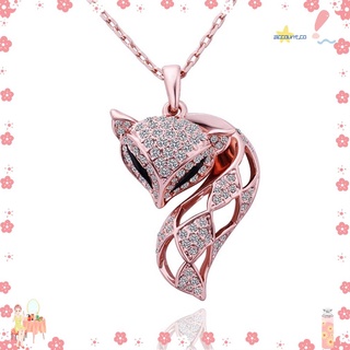 circonita animal forma de zorro diamantes de imitación de aleación de oro rosa chapado en collar