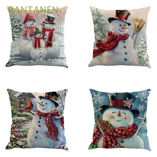 RANTANEN 45x45cm Pillow Case Deer Christmas Decorations Cushion Covers New Year Christmas Tree Snowman Printed Couch Merry Christmas Home Sofa Decor