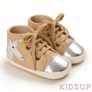 KIDSUP-Zapatos Planos Para Bebés , Diseño De Unicornio , Zapatillas De Deporte De Suela Suave , Blanco/Negro/Albaricoque