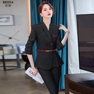 Rosa traje de las mujeres de primavera y otoño de negocios temperamento diosa ventilador de alta gama de salón de belleza ropa de trabajo de manga larga traje