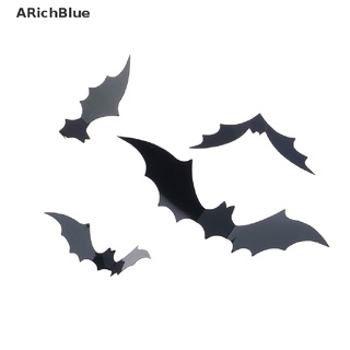 Arichblue 12 pzs/set De decoración De halloween 3D PVC negra Bat DIY stickers De pared Que usted puede disfrutar De usted mismo