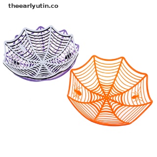 yutin spider web cesta negro naranja púrpura blanco caramelo tazón decoración de halloween.