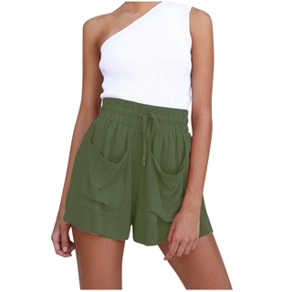 *dmgo*=pantalones cortos de verano para mujer de cintura alta casual bolsillos de lino pantalones cortos de entrenamiento
