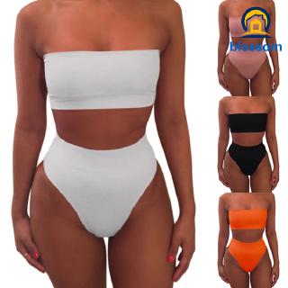 1 Conjunto De Traje De Baño De Las Mujeres Bikini Color Sólido Moda Transpirable Para Vacaciones De Playa