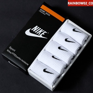 Promotion 5 pares originales de calcetines deportivos unisex Nike (en caja) 100% calcetines informales transpirables de algodón puro rainbow02_co