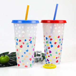 Taza de paja de 710 ml con logotipo con tapa reutilizable tazas de plástico vaso fiesta fría taza café P5T7 (2)