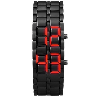 【bestseller】 [Qerfshop] nuevo acero Samurais pulsera de plástico LAVA reloj LED Digital relojes hora hombres mujeres