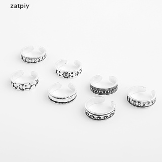 zatpiy 7 pzs anillos huecos vintage tallados en forma de estrella luna luna anillos ajustables para dedo abierto co