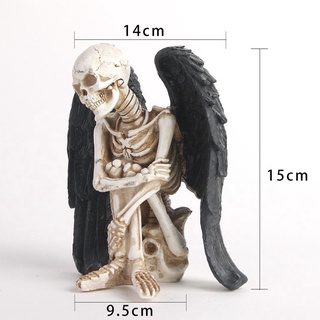 creativo ángel ala calavera adornos resina halloween horror esqueleto moderno cráneo estatua personalidad arte hogar decoración