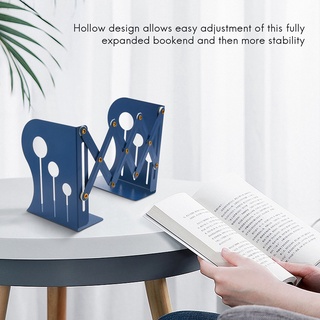 READY STOCK Bookends Iron Adjustable Books Holder Stand Bookend(Blue, Small) (4)