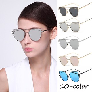 Gafas de sol de ojo de gato a la moda de las mujeres Vintage de la moda de Metal marco espejo gafas de sol