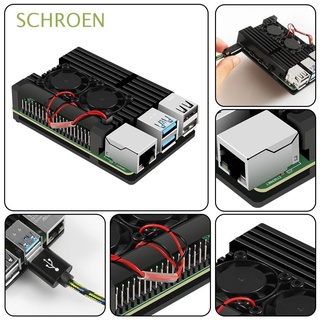 SCHROEN for RPI 4/4B Cooling Case Passive Cooling Computer & Office Heat Sinks Protection Cases with Dual Cooling Fan Aluminum Alloy Enclosure for Raspberry Pi 4 Model B Computer Components/Multicolor