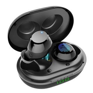 Q12 Bluetooth Headset, Mini Digital Display Stereo Sports Binaural Press Bluetooth 5.0 Wireless Headset