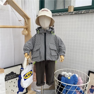 Children's Plaid Coat2021New Boys and Girls Spring and Autumn Handsome Children Korean Style Western Style Baggy Casual Jacket【8Month26Day After】