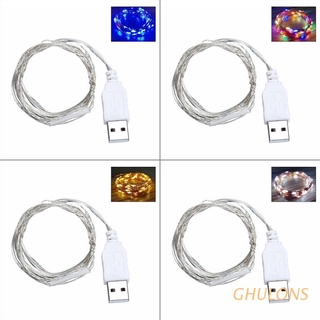 GHULONS 3m 30 LED USB Cadena De Luces De Alambre Plateado Guirnalda Impermeable Lámpara De Hadas Navidad