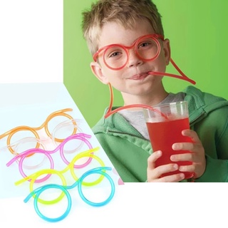 Divertido de plástico suave paja juguetes para niños gafas divertidas Flexible juguetes de beber fiesta broma tubo herramientas niños bebé fiesta de cumpleaños juguete
