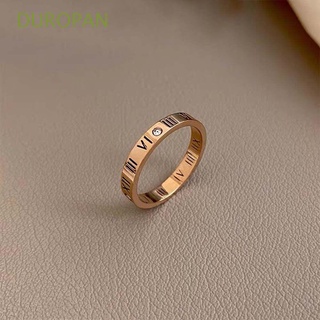 DUROPAN Simple Open Ring Classic Fashion Jewelry Finger Rings Letter Stainless Steel Personality Geometric Temperament Zircon Copper