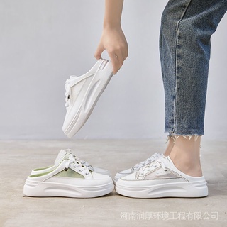 Baotou Media Zapatillas Mujer 2021 Exterior Desgaste Estudiante Versión Coreana Malla Transpirable Antideslizante Sandalias Blanco Zapatos 3.9 (3)