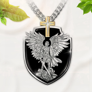 Alas de cruz colgante pagano talismán de plata antigua hombres Neckalce con acero inoxidable arcángel proteger joyería