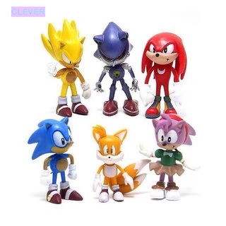 CLEVER 6Pcs Para Niños Niñas Figuras Sonic Modelo Anime Figura Personaje De Acción Muñeca Juguetes Erizo Decoración Del Hogar Artículos De PVC