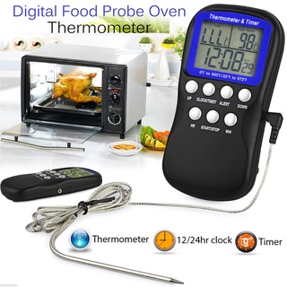 Pcf* LCD Digital sonda horno termómetro cocina temporizador reloj de alimentos carne barbacoa termómetro 0-300 C