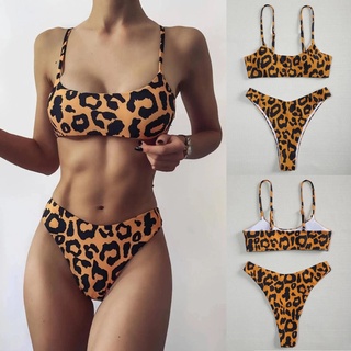 Women Striped Push Up High Cut Hight Waist Halter Bikini Set Two Piece Swimsuit