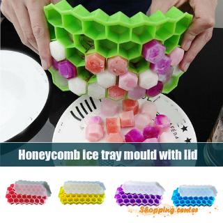 Sc - bandeja de cubitos de hielo en forma de abeja, 37 cubos, silicona, hielos, fabricante de moldes con tapa