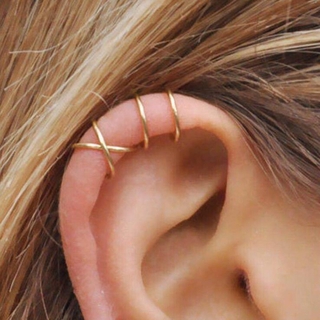 5 Unids/set Oro Hoja Sin Perforación Oreja Puños/Pendientes De Cartílago Falsos Punk Ear Piercing-Clip/Mujeres De Puño De (3)