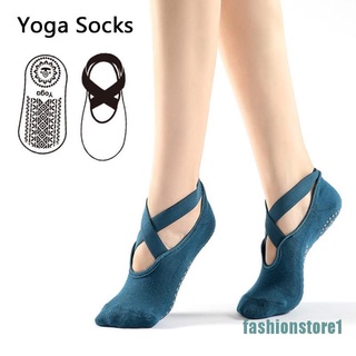 [Fashionstore1] calcetines de Yoga para mujer antideslizante vendaje transpirable Pilates Ballet danza calcetines