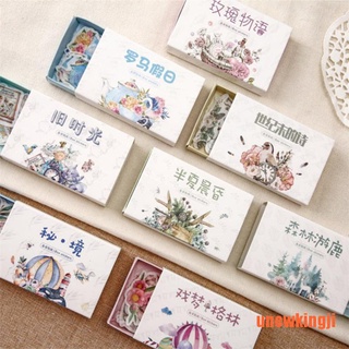 【unew】40pcs/box Kawaii Stickers Packed in Box Foodie Cartoons Forests for Scrap