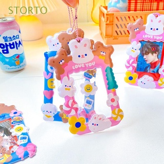 STORTO Childhood Card Holder Gift Bank Card Bus Card Protective Cover Cute Bag Pendant Star Photo Bear Korean Style Bunny Meal Card/Multicolor