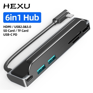 Hexu 6in1 tipo C HUB a puertos USB HDMI SD TF adaptador de tarjeta para teléfono Android portátil Tablet